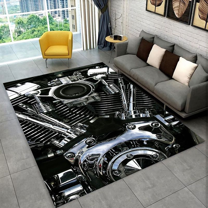 Kids Outdoor Mat - Retro H-Harleys Racing Moto Non-Slip Area