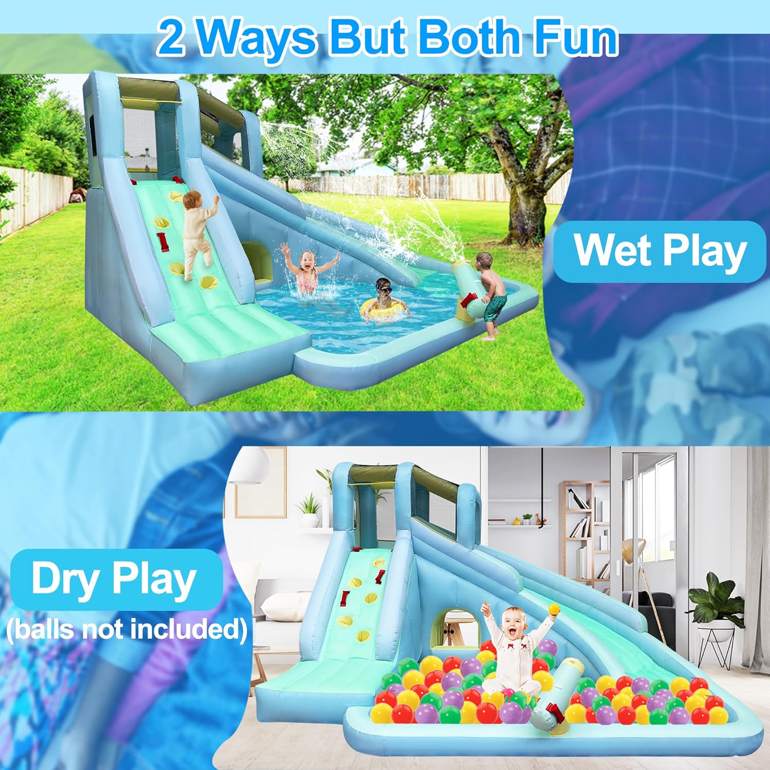 6-in-1 Inflatable Kids Bounce  - đánh giá và giá Kids Outdoor Inflatable Water Slide