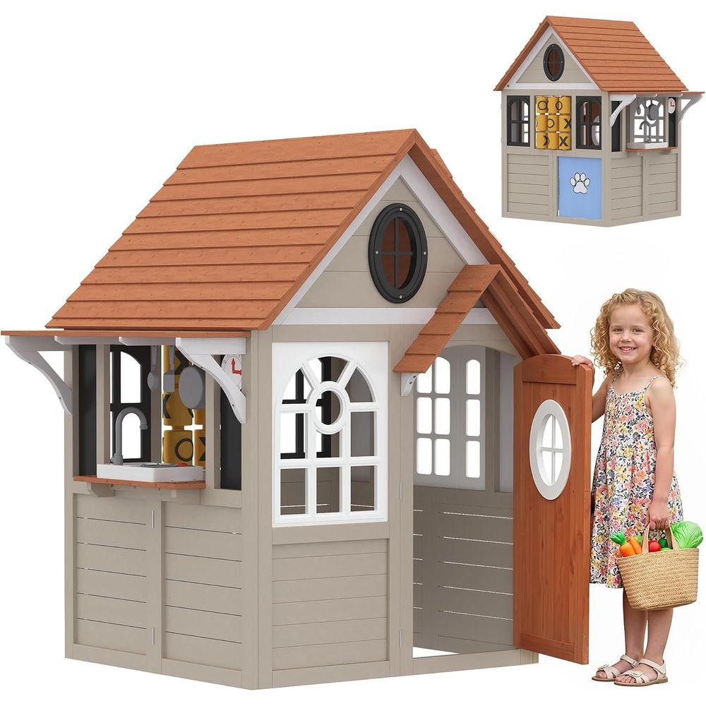 Qaba Outdoor Playhouse Wooden  - đánh giá và giá Qaba Kids Outdoor Playhouse