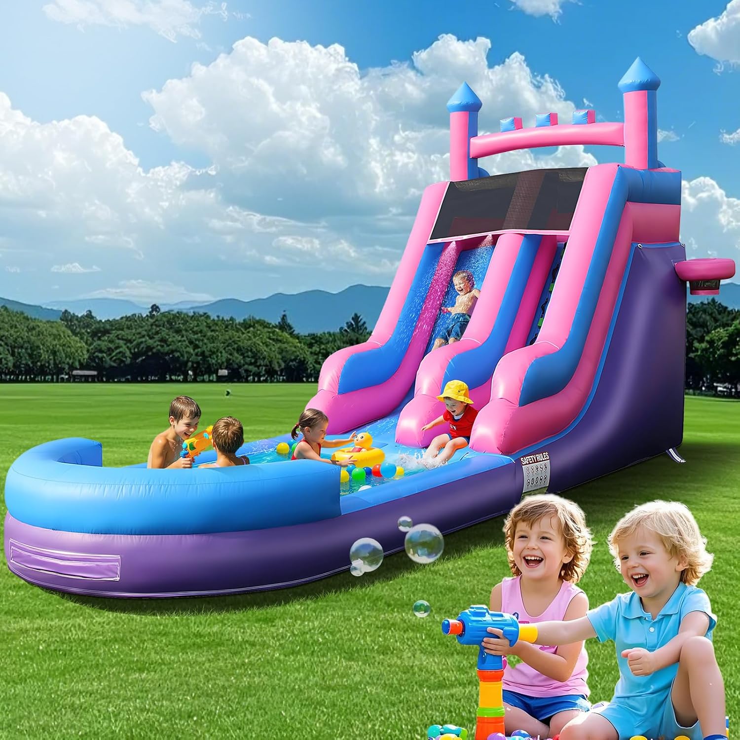 26.2 FT Heavy Duty Inflatable  - đánh giá và giá Kids Outdoor Inflatable Water Slide