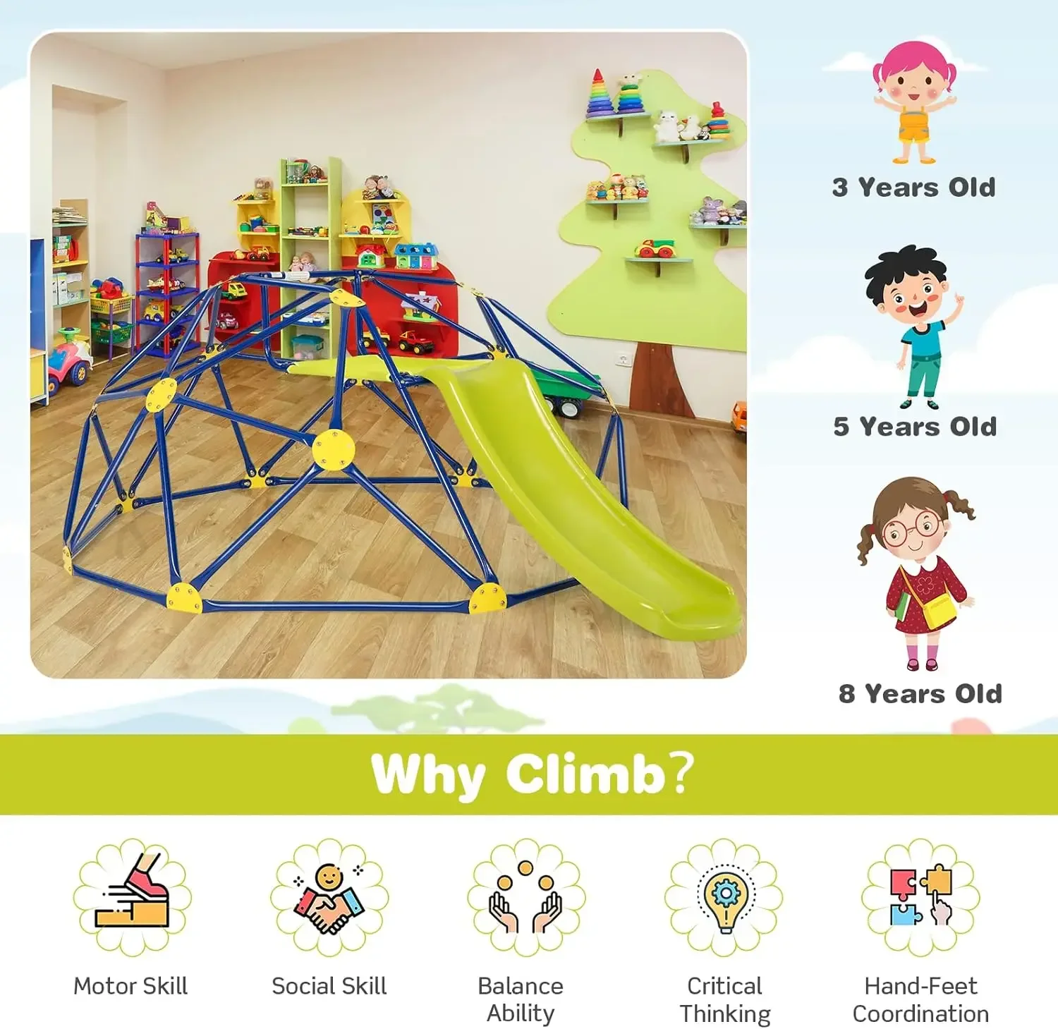 Costzon Climbing Dome with Sli - đánh giá và giá Kids Outdoor Jungle Gym Dome