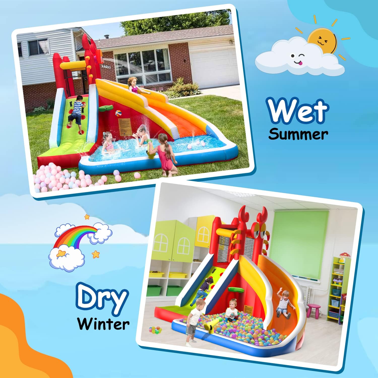 Large Inflatable Bounce House  - đánh giá và giá Kids Outdoor Inflatable Water Slide