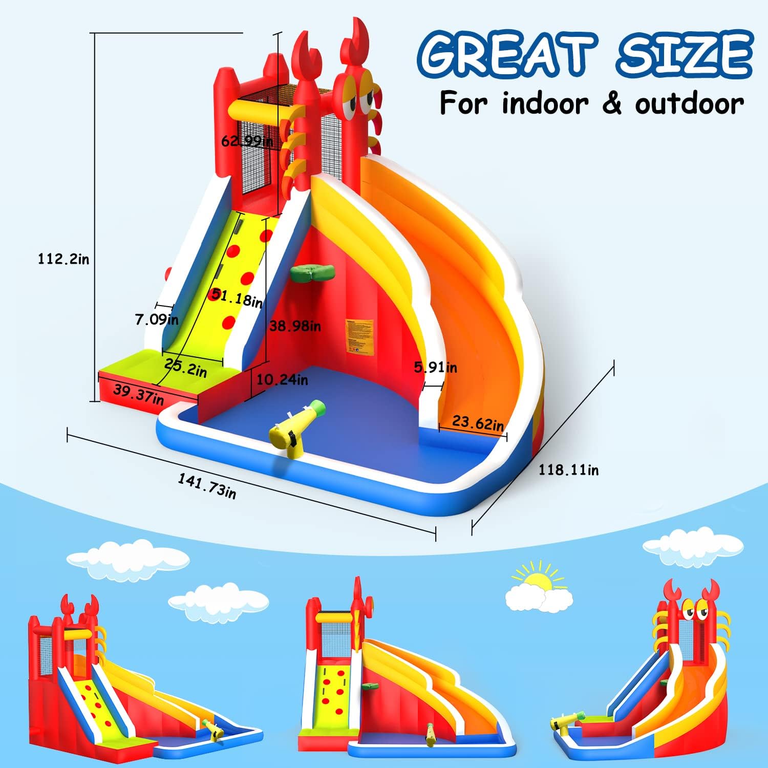 Large Inflatable Bounce House  - đánh giá và giá Kids Outdoor Inflatable Water Slide