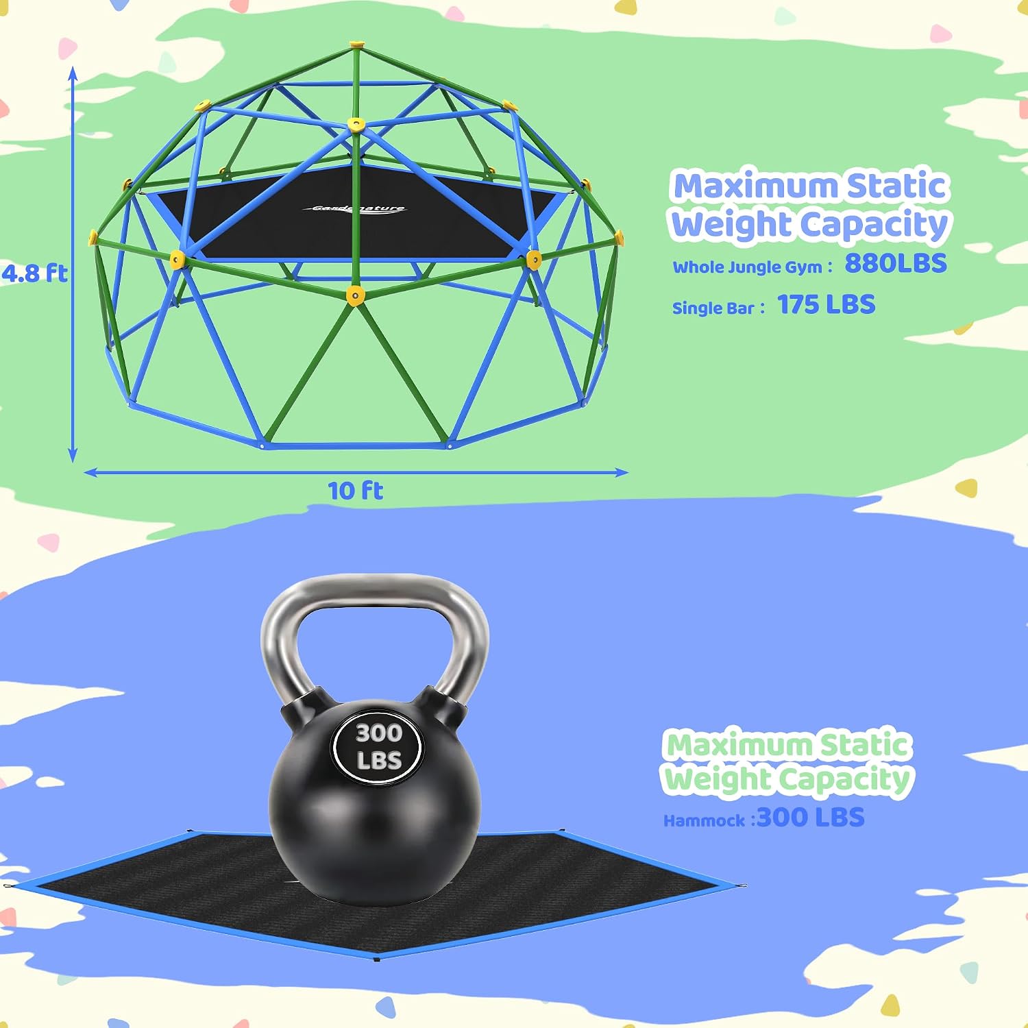 10FT Climbing Dome with Hammoc - đánh giá và giá Kids Outdoor Jungle Gym Dome