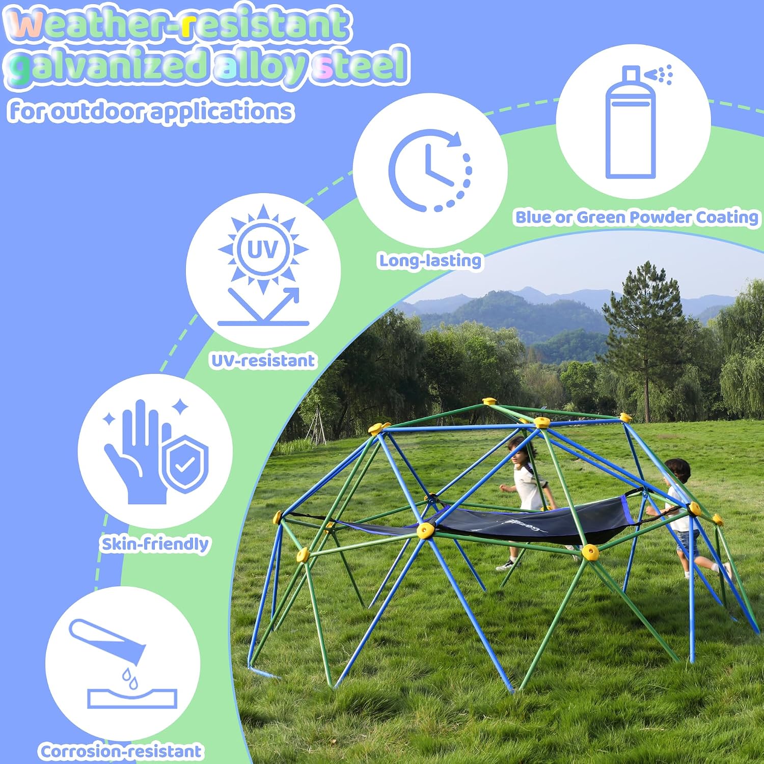 10FT Climbing Dome with Hammoc - đánh giá và giá Kids Outdoor Jungle Gym Dome