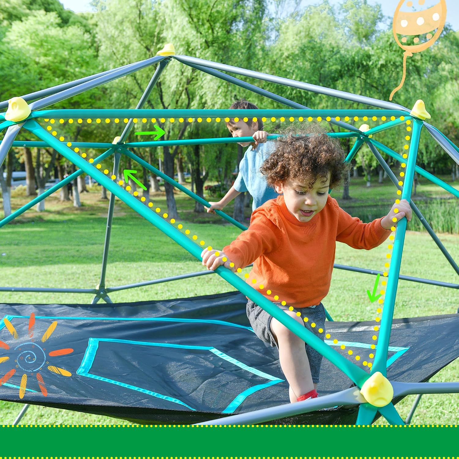 13 FT Climbing Dome with Play  - đánh giá và giá Kids Outdoor Jungle Gym Dome